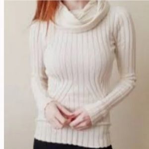 Athleta Grey Cowl Neck Ribbed Sweater